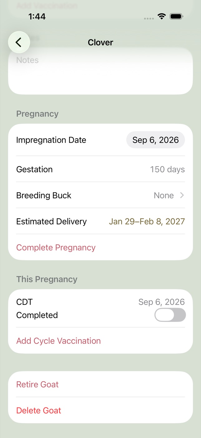 Cycle vaccination for CDT plus retire and delete on Clover